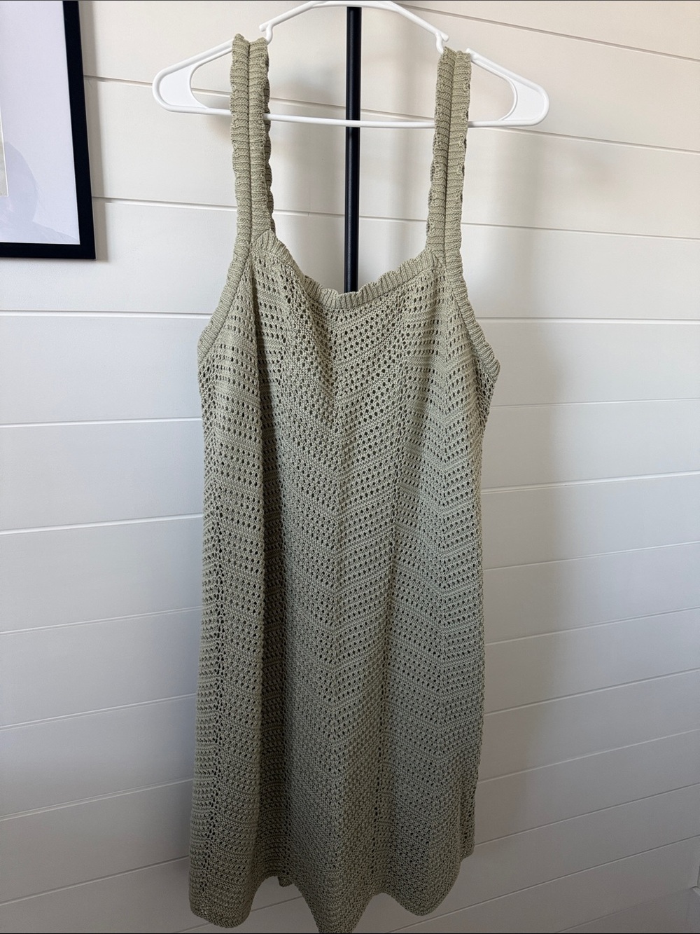 a new day Sage Green Crochet Knit Tank